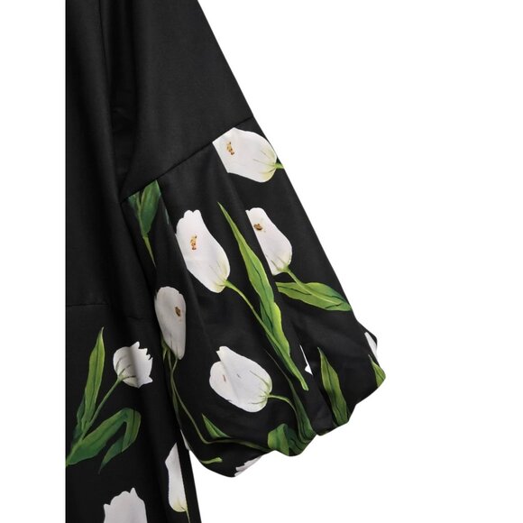 Uoozee Womens Size XL Floral Print Button Front Dress/ Trench Balloon Sleeves - Picture 8 of 12